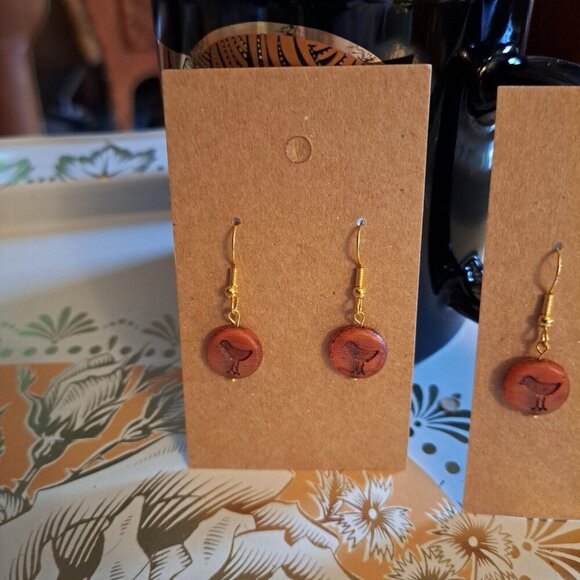 Handmade Czech Glass Bird earrings for women Gold Tone Birds Nature - Picture 6 of 7